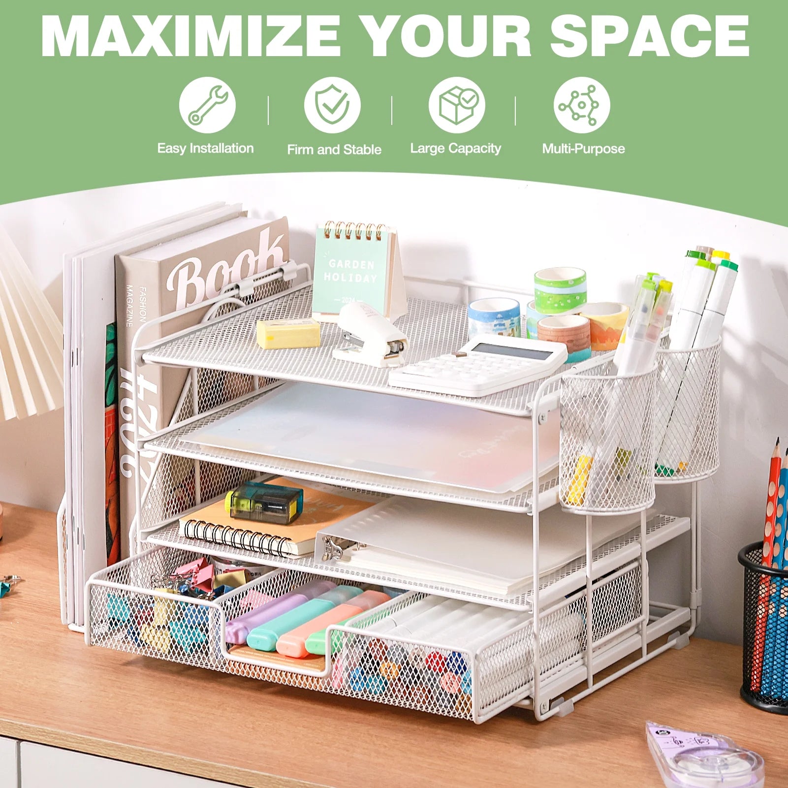 Desktop Organizer Station | 4-Tier File & Supply Organizer