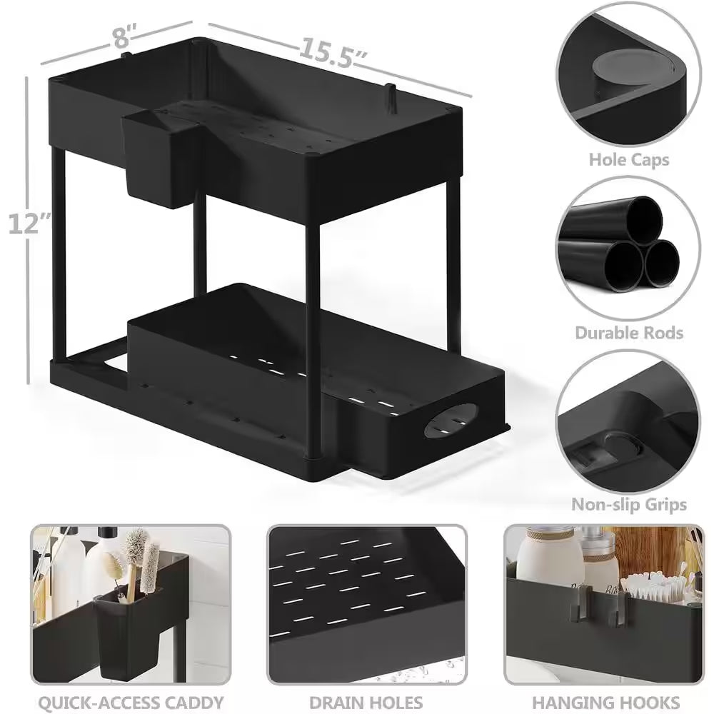 2-Tier Sliding Storage Organizer | Multi-Purpose Cabinet & Countertop Storage