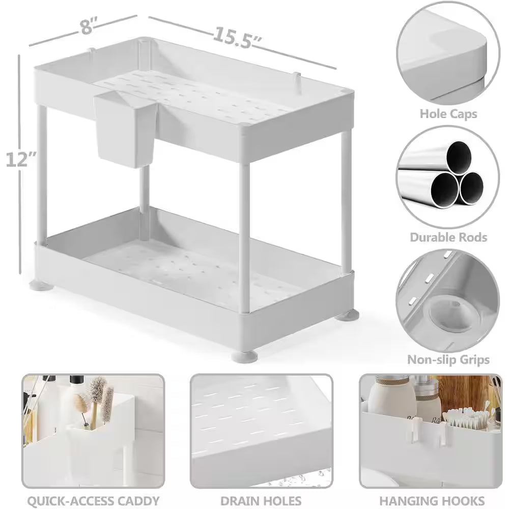 2-Tier Pull-Out Storage Organizer | Multi-Purpose Cabinet & Countertop Storage