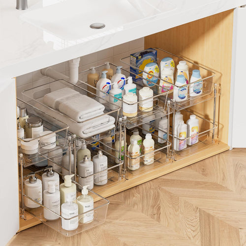 4-Pack Multi-Purpose Storage Organizers | Clear Pull-Out Drawers