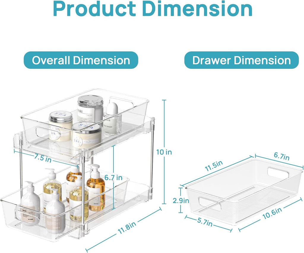 4-Pack Multi-Purpose Storage Organizers | Clear Pull-Out Drawers