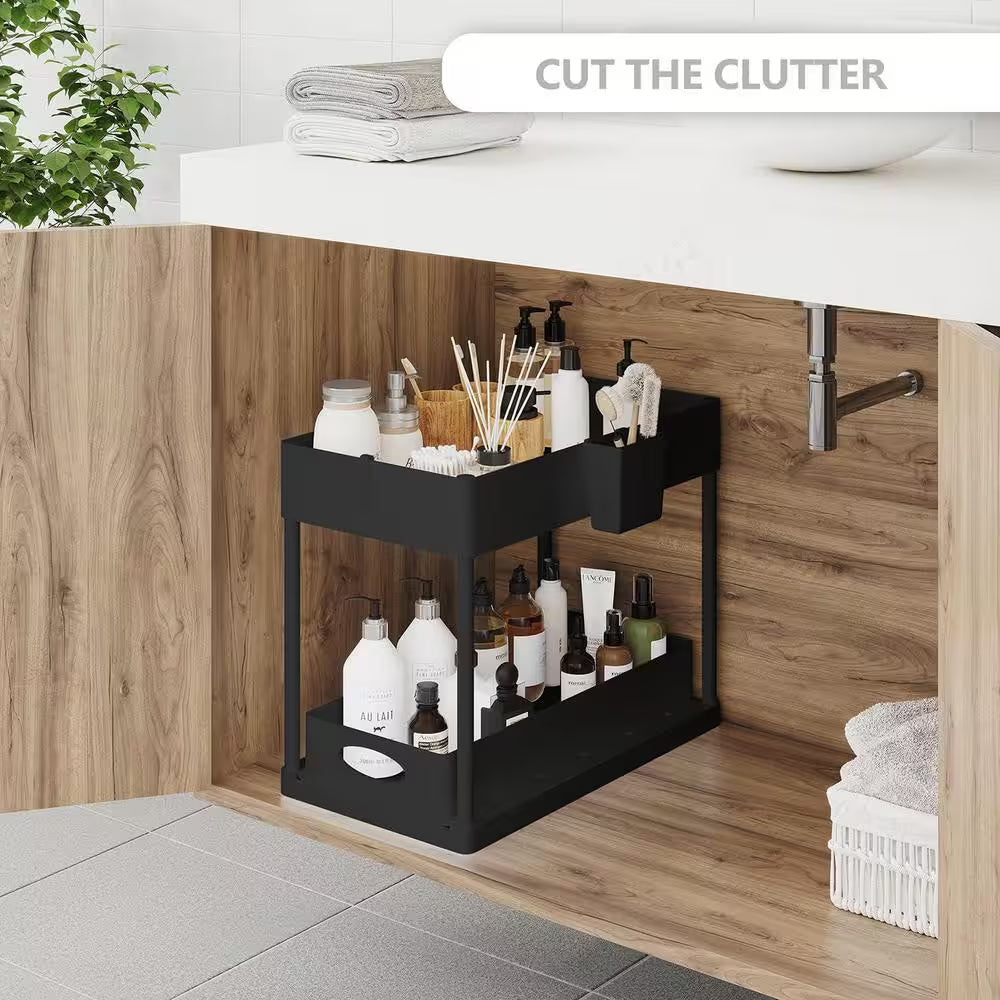 2-Tier Sliding Storage Organizer | Multi-Purpose Cabinet & Countertop Storage