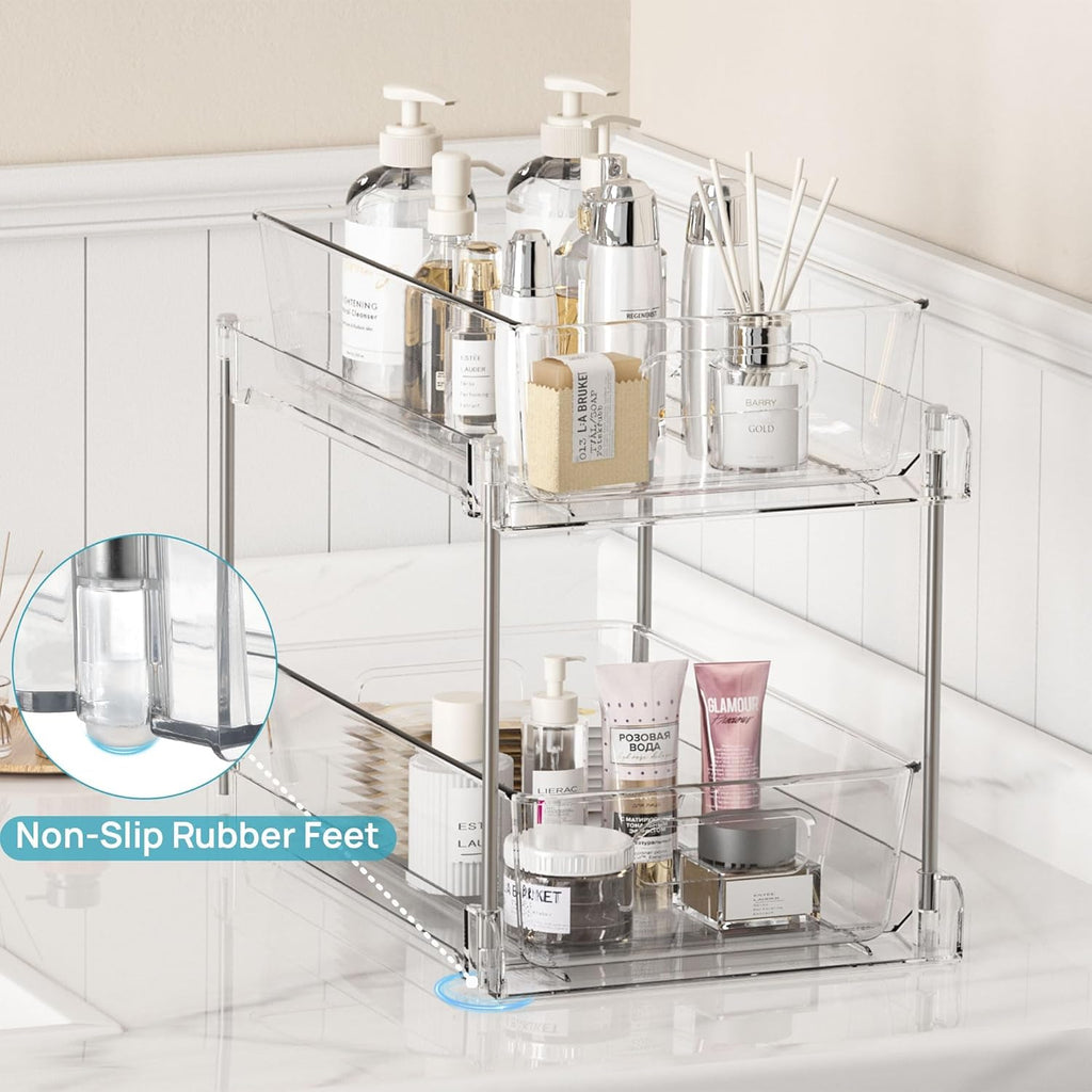 4-Pack Multi-Purpose Storage Organizers | Clear Pull-Out Drawers