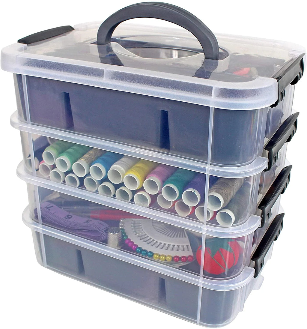 Portable Craft & Storage Organizer | Stackable Storage Box with Adjustable Compartments