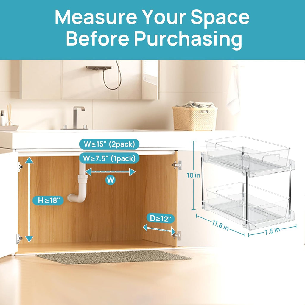 4-Pack Multi-Purpose Storage Organizers | Clear Pull-Out Drawers