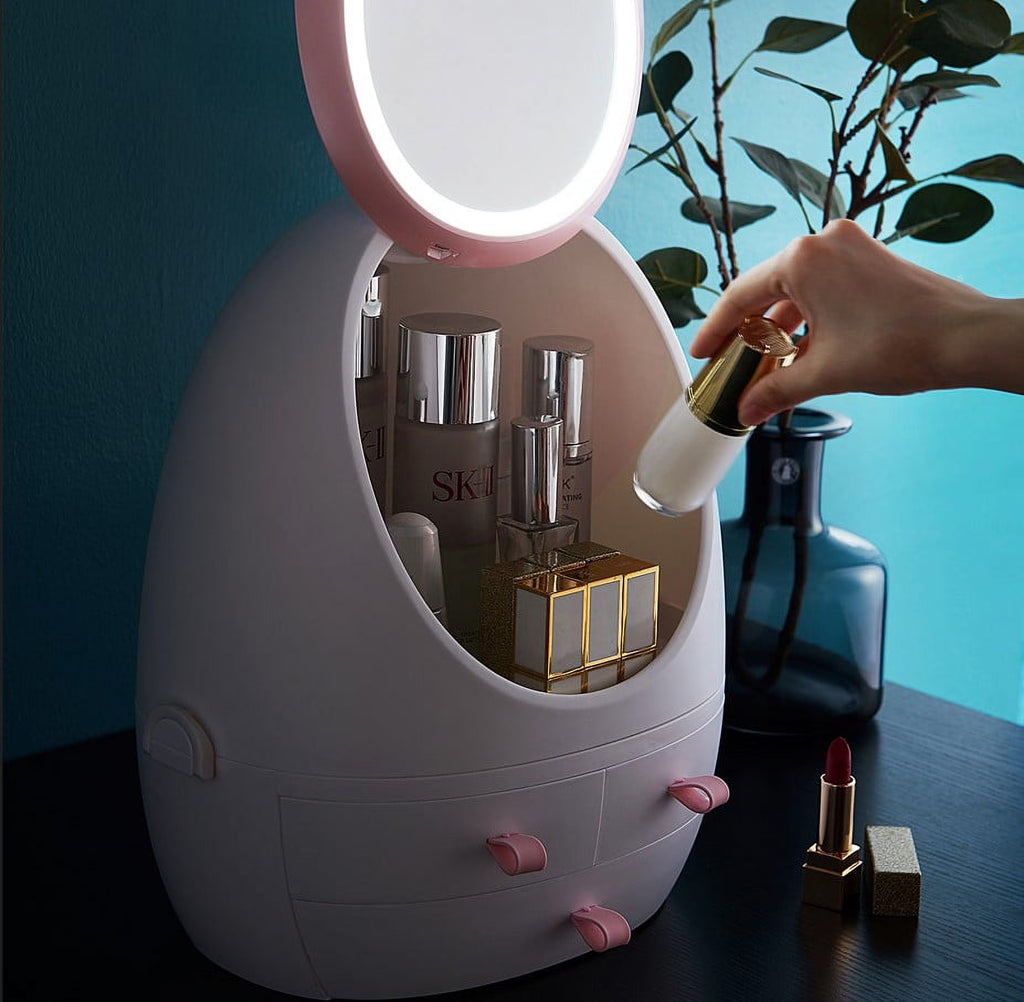 LED Vanity Organizer | Lighted Makeup & Bathroom Storage Station