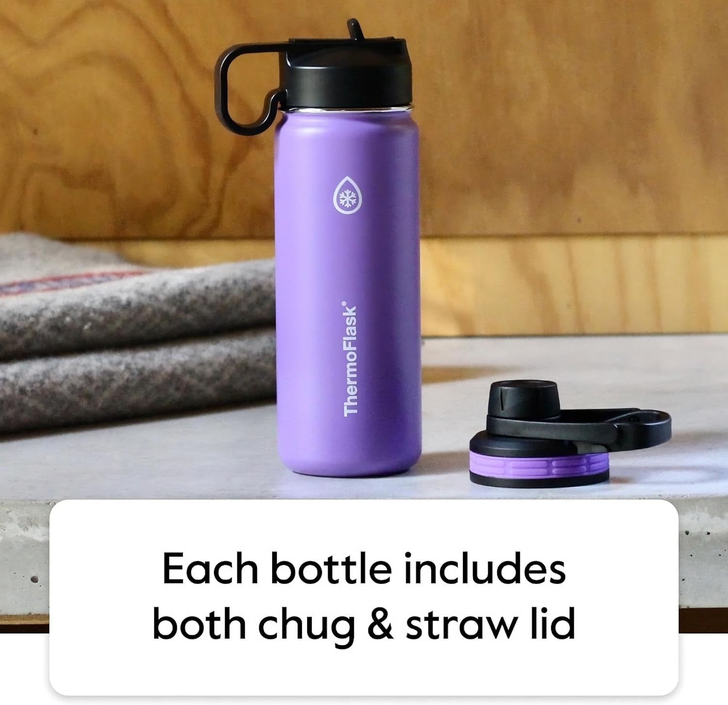 HomeVirtue™ 24oz Insulated Water Bottle – Leak-Proof Chug & Straw Lids