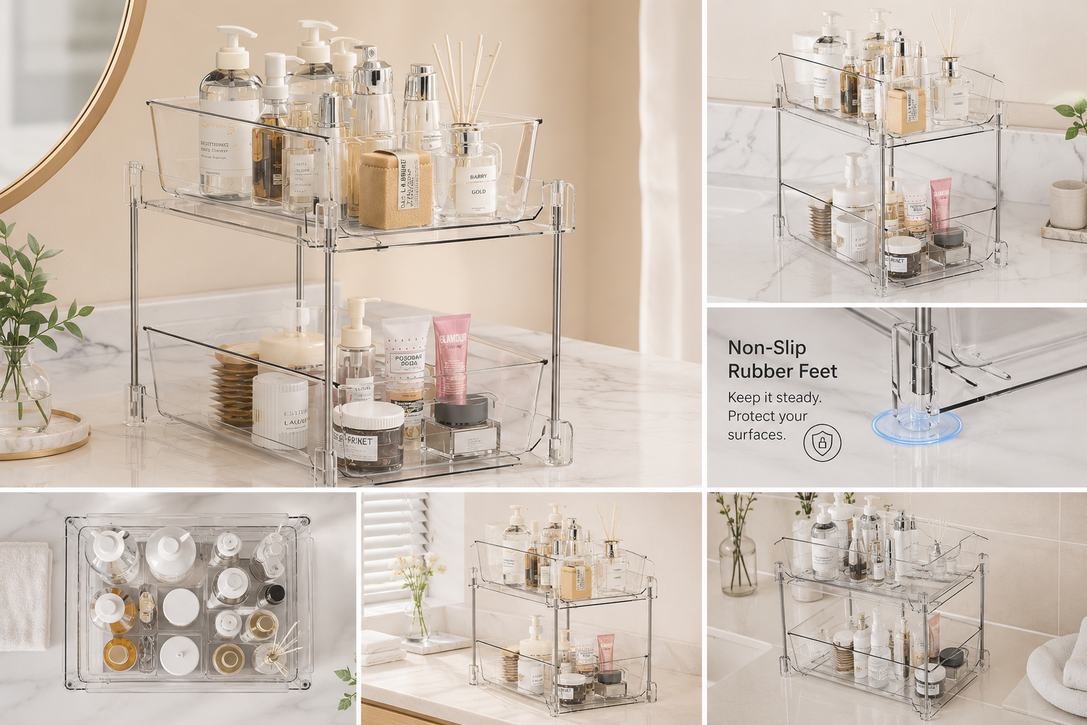 4-Pack Multi-Purpose Storage Organizers | Clear Pull-Out Drawers