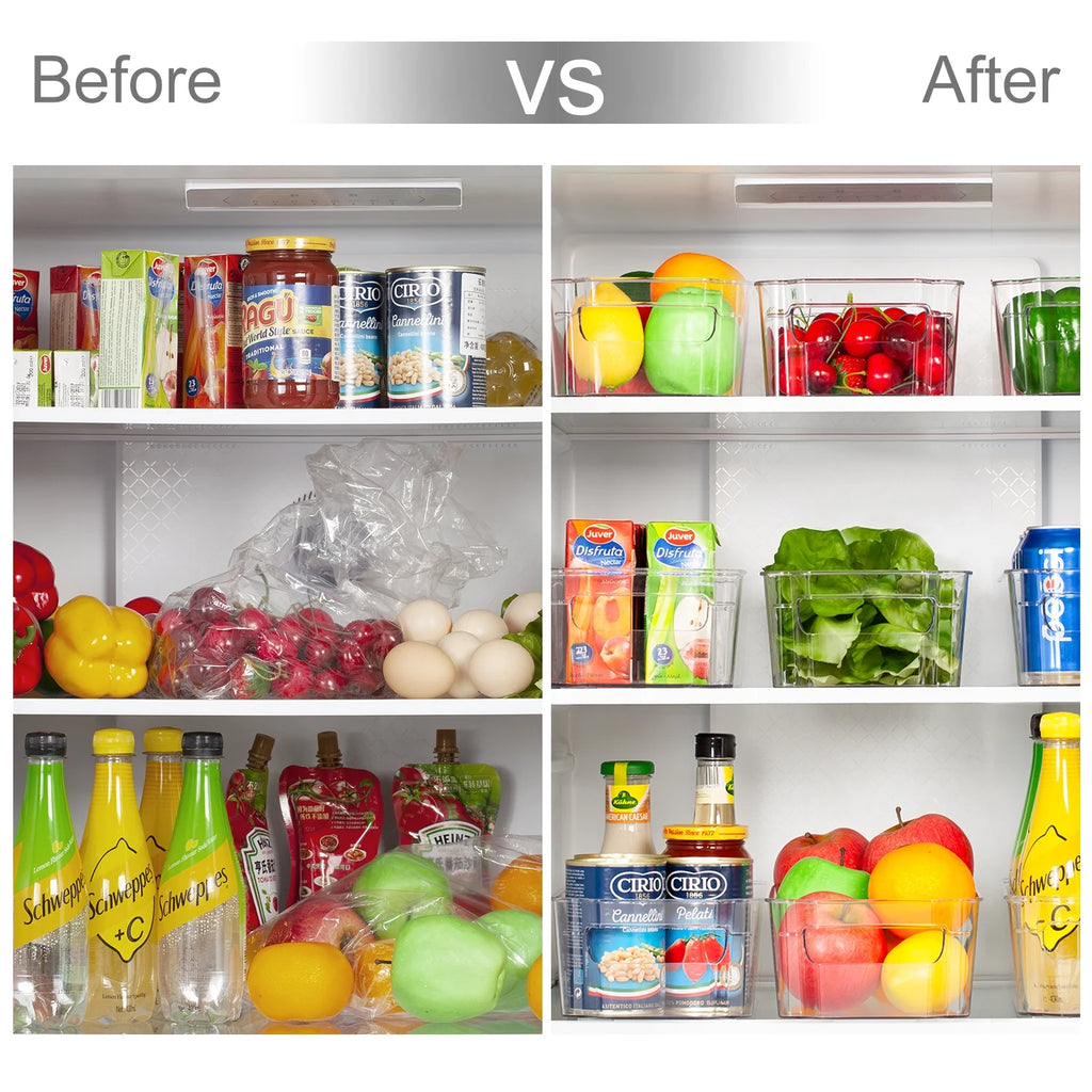 8-Piece Clear Refrigerator Organizer Bin Set | Pantry & Fridge Storage