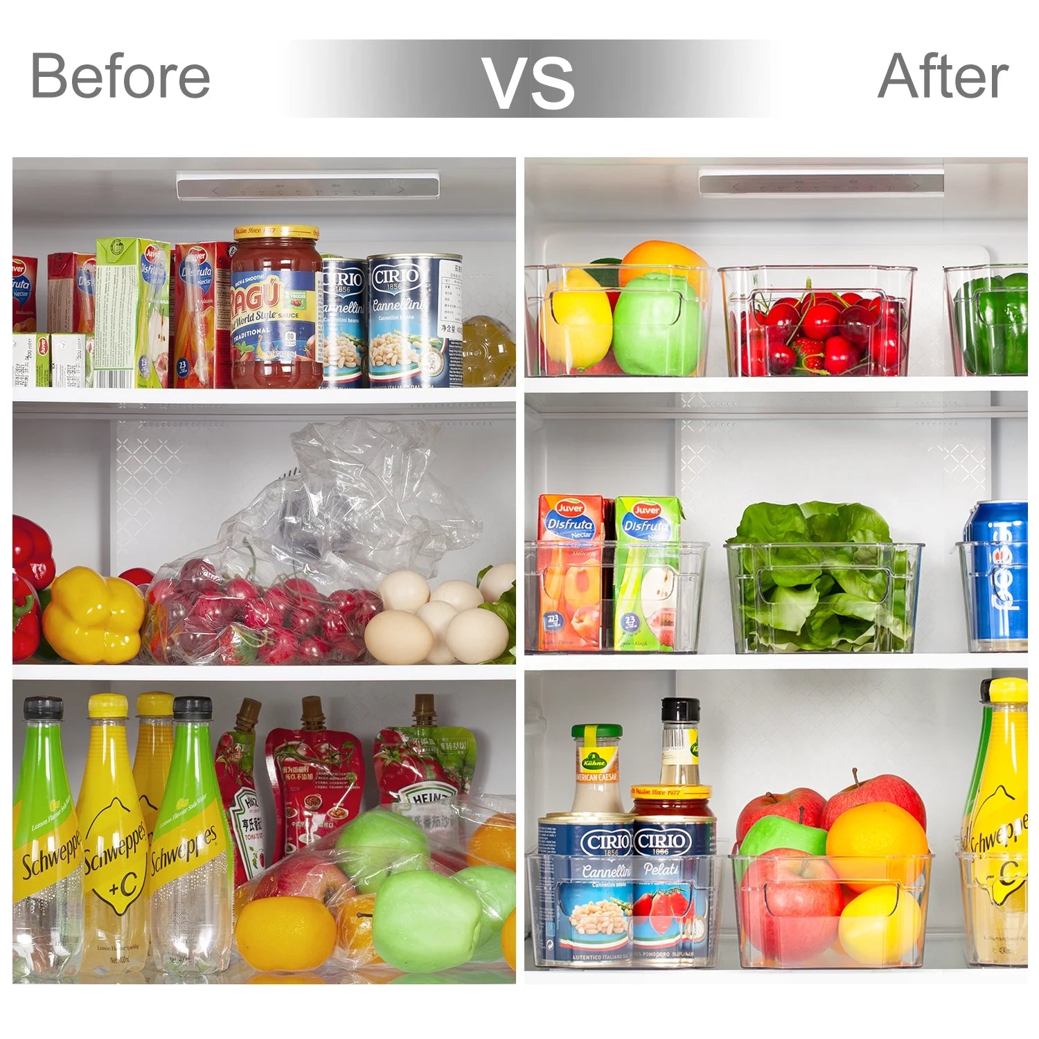 8-Piece Clear Refrigerator Organizer Bin Set | Pantry & Fridge Storage