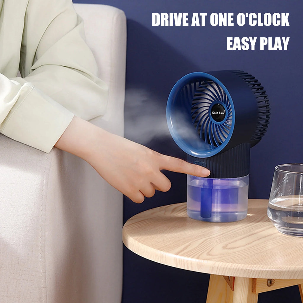 HomeVirtue™ Portable Misting Fan | Rechargeable Cooling Fan with Built-In Humidifier