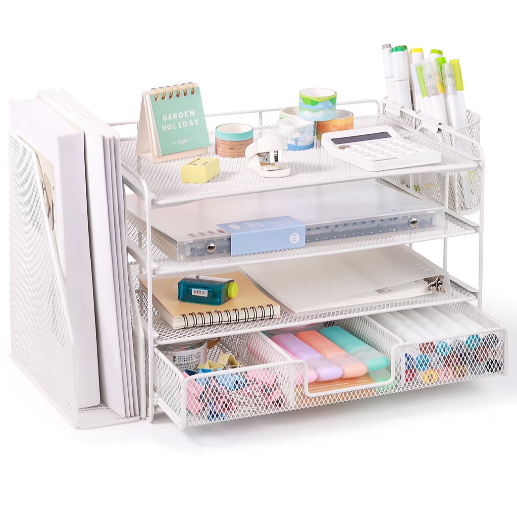 Desktop Organizer Station | 4-Tier File & Supply Organizer