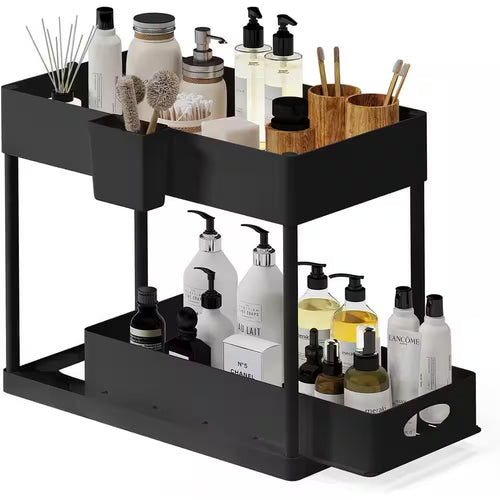 2-Tier Sliding Storage Organizer | Multi-Purpose Cabinet & Countertop Storage