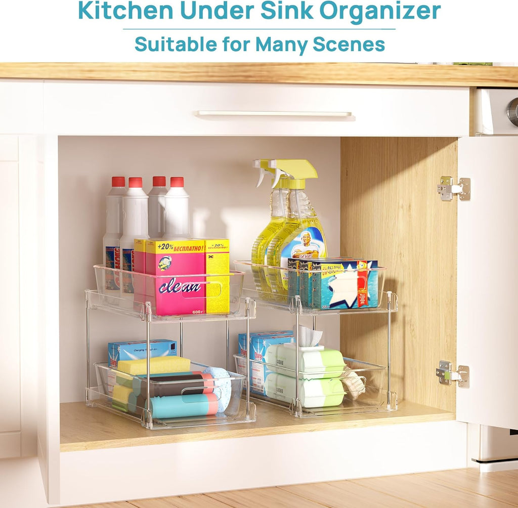 4-Pack Multi-Purpose Storage Organizers | Clear Pull-Out Drawers