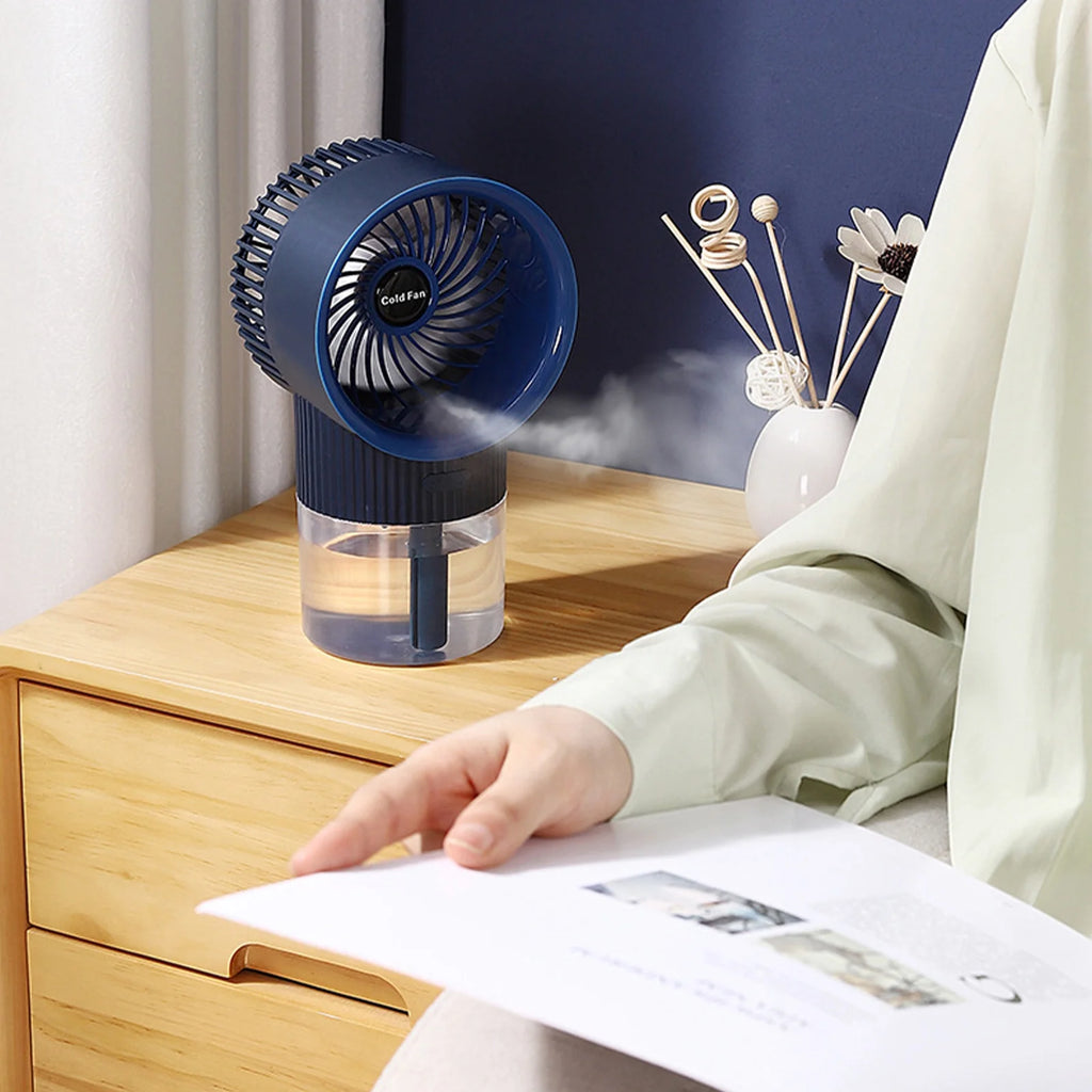 HomeVirtue™ Portable Misting Fan | Rechargeable Cooling Fan with Built-In Humidifier