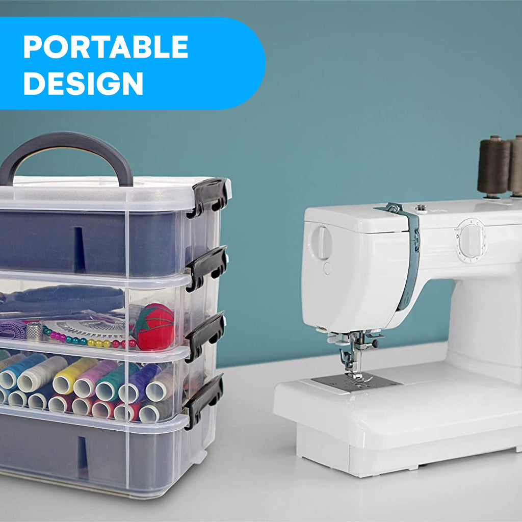 Portable Craft & Storage Organizer | Stackable Storage Box with Adjustable Compartments