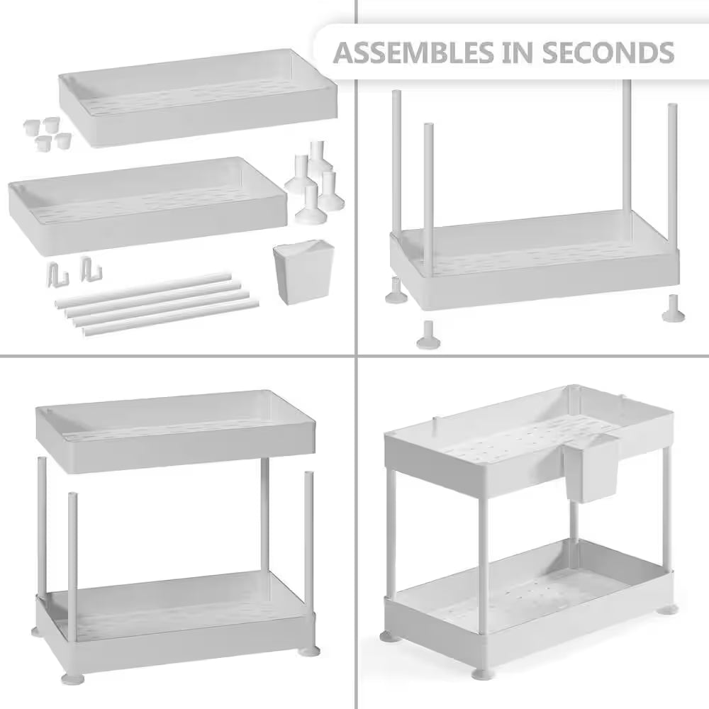 2-Tier Pull-Out Storage Organizer | Multi-Purpose Cabinet & Countertop Storage