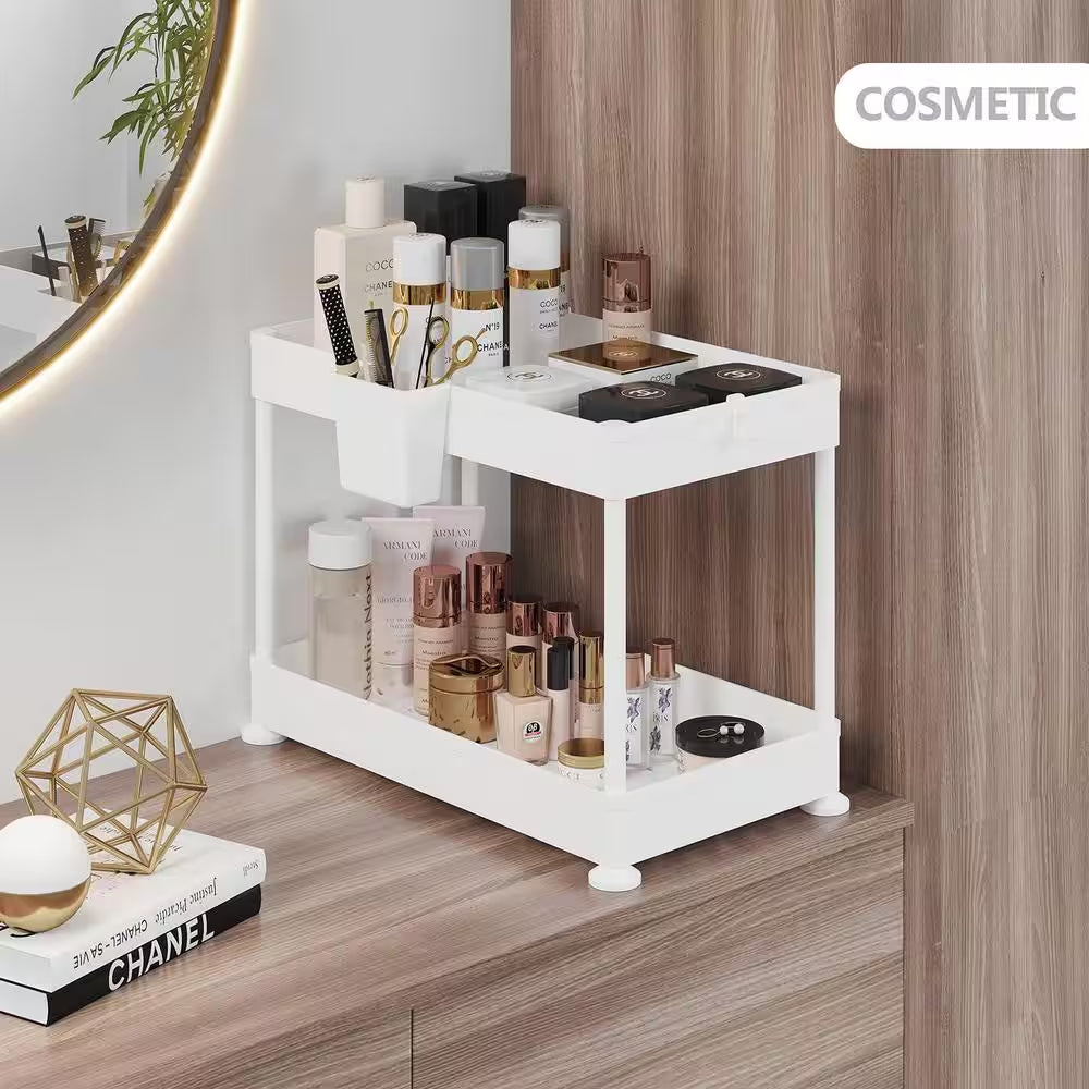 2-Tier Pull-Out Storage Organizer | Multi-Purpose Cabinet & Countertop Storage