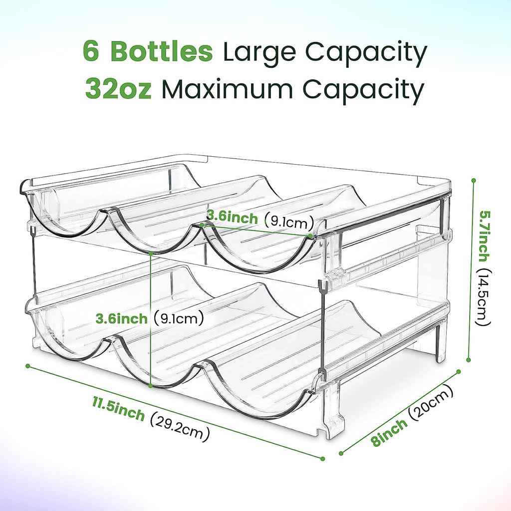 HomeVirtue™ Stackable Water Bottle Organizer | Space-Saving Cabinet Storage Rack (2-Pack)