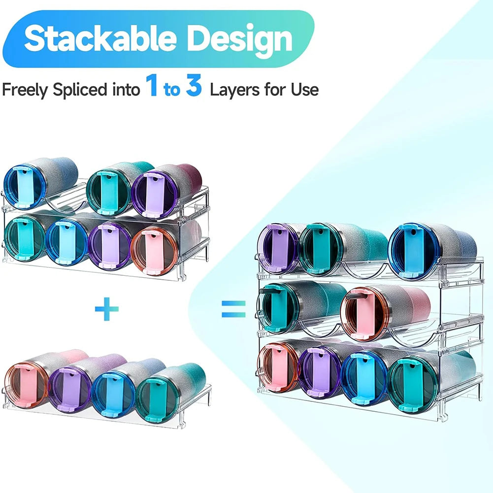 Stackable Water Bottle Organizer | 2 & 3-Tier Storage Rack