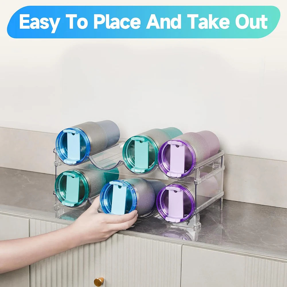 Stackable Water Bottle Organizer | 2 & 3-Tier Storage Rack
