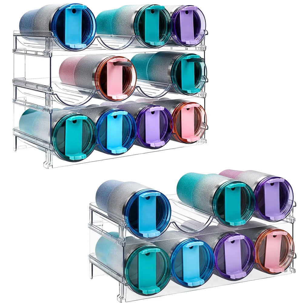 Stackable Water Bottle Organizer | 2 & 3-Tier Storage Rack