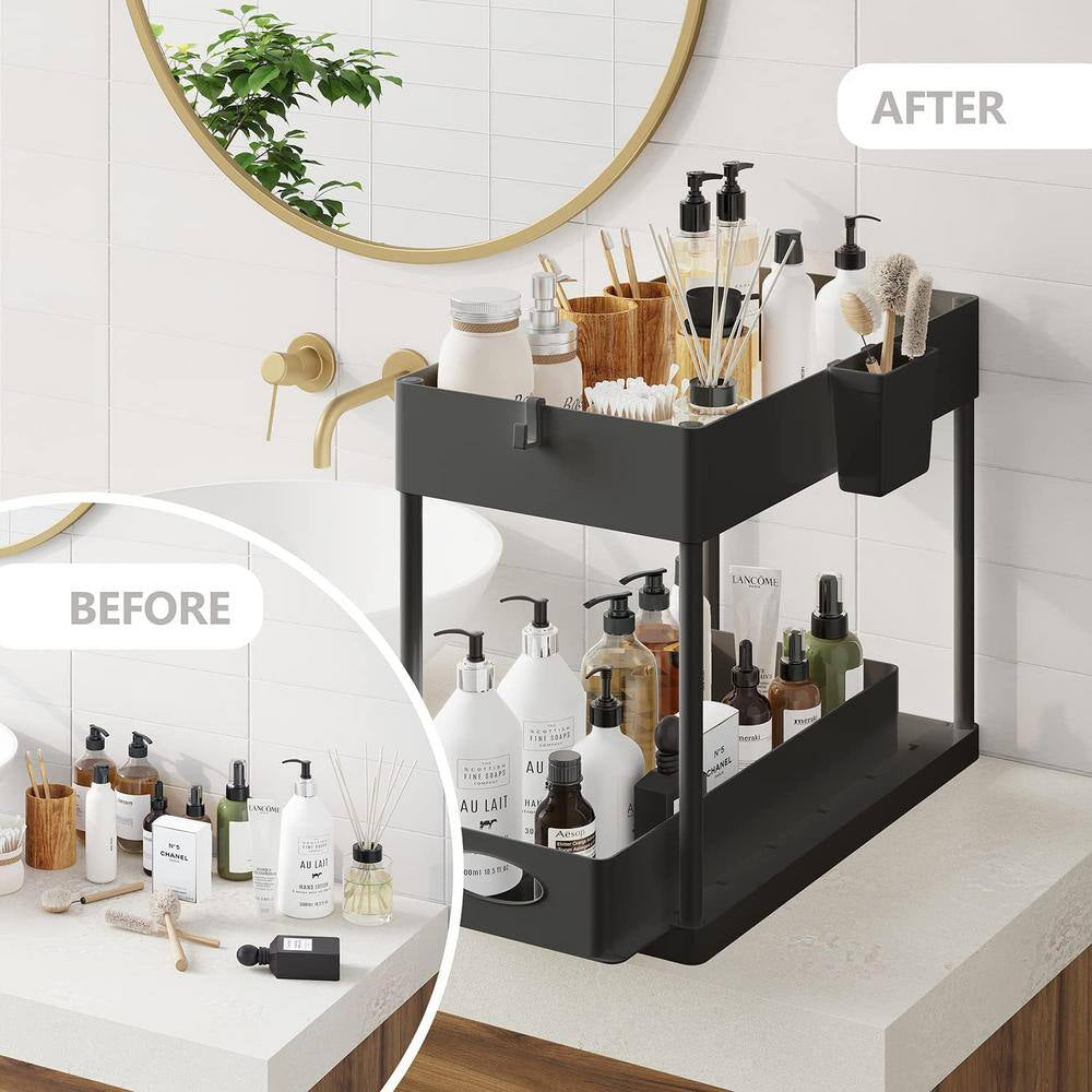 2-Tier Sliding Storage Organizer | Multi-Purpose Cabinet & Countertop Storage