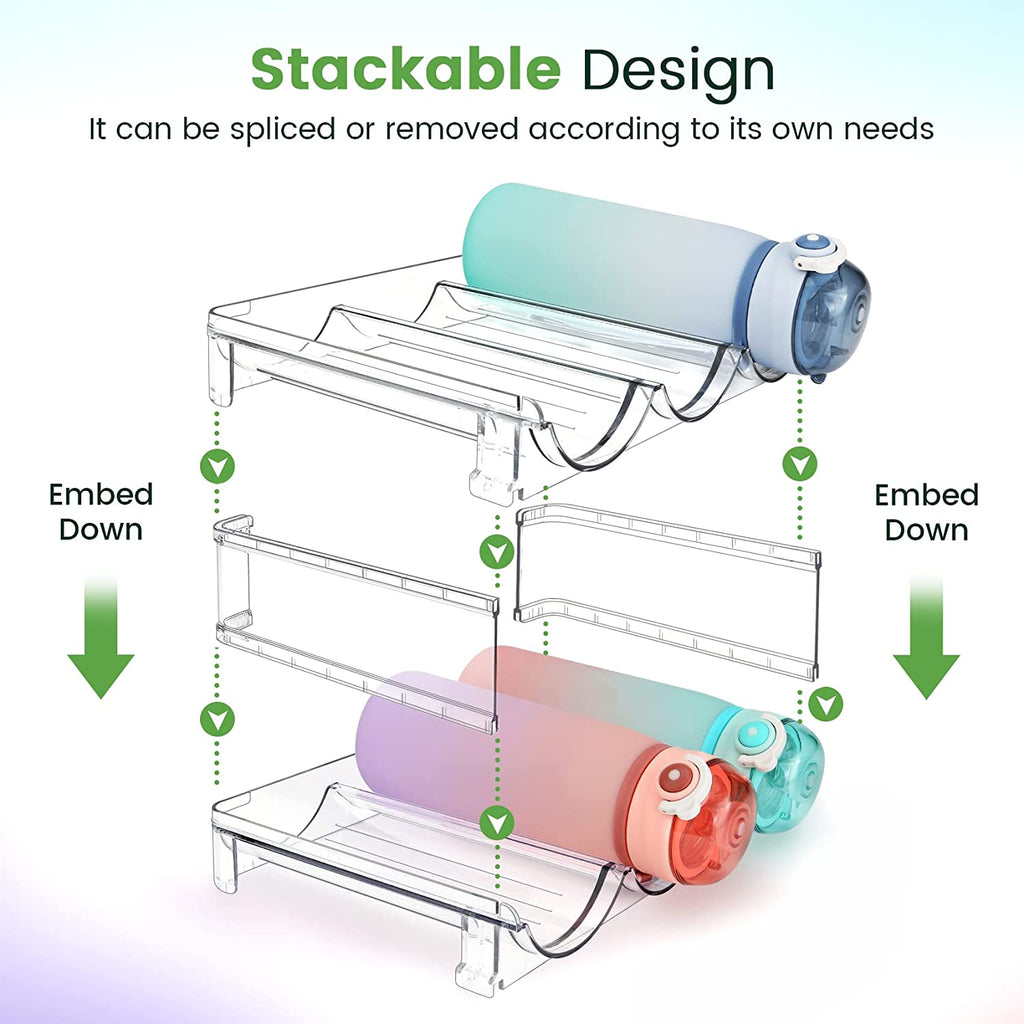 HomeVirtue™ Stackable Water Bottle Organizer | Space-Saving Cabinet Storage Rack (2-Pack)