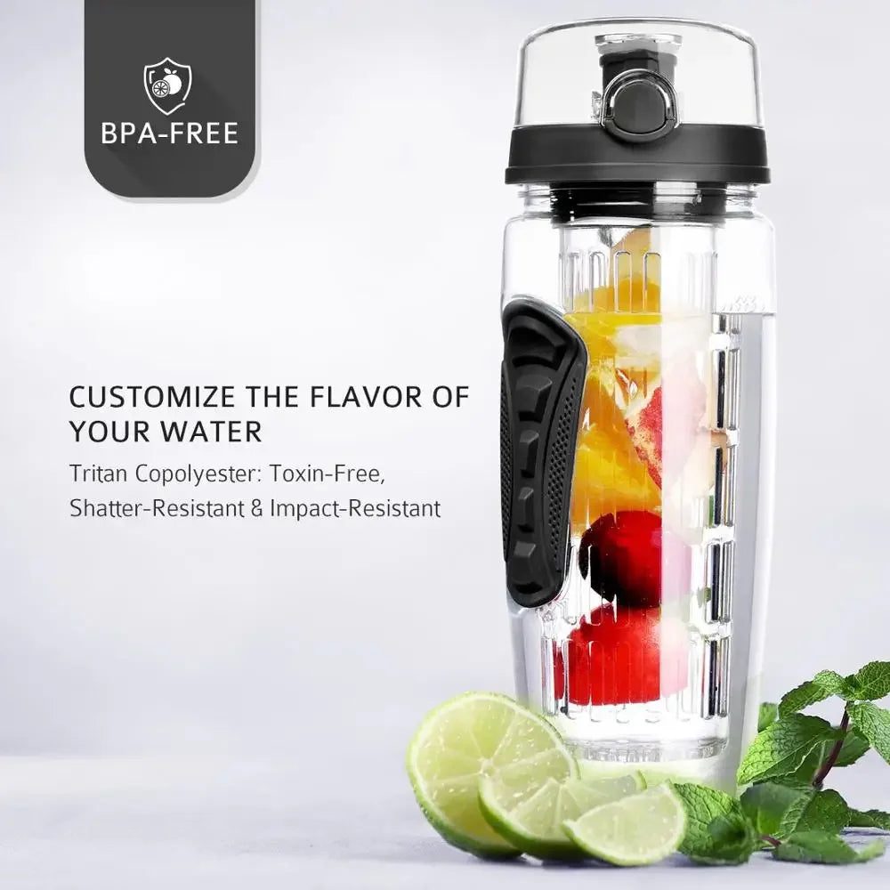 BPA-Free Fruit Infuser Water Bottle for Fitness and Sports, Ideal for Infused Lemon Water and Juice Shaking, Perfect for Women