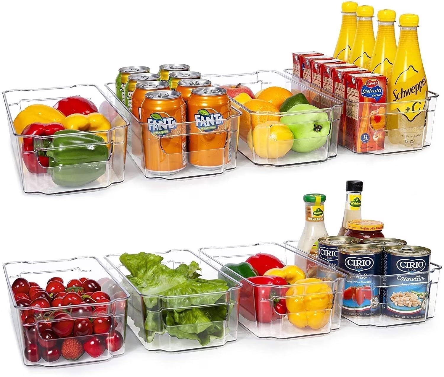 8-Piece Clear Refrigerator Organizer Bin Set | Pantry & Fridge Storage