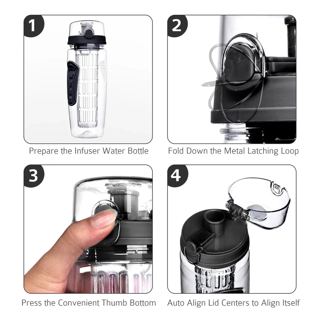 BPA-Free Fruit Infuser Water Bottle for Fitness and Sports, Ideal for Infused Lemon Water and Juice Shaking, Perfect for Women