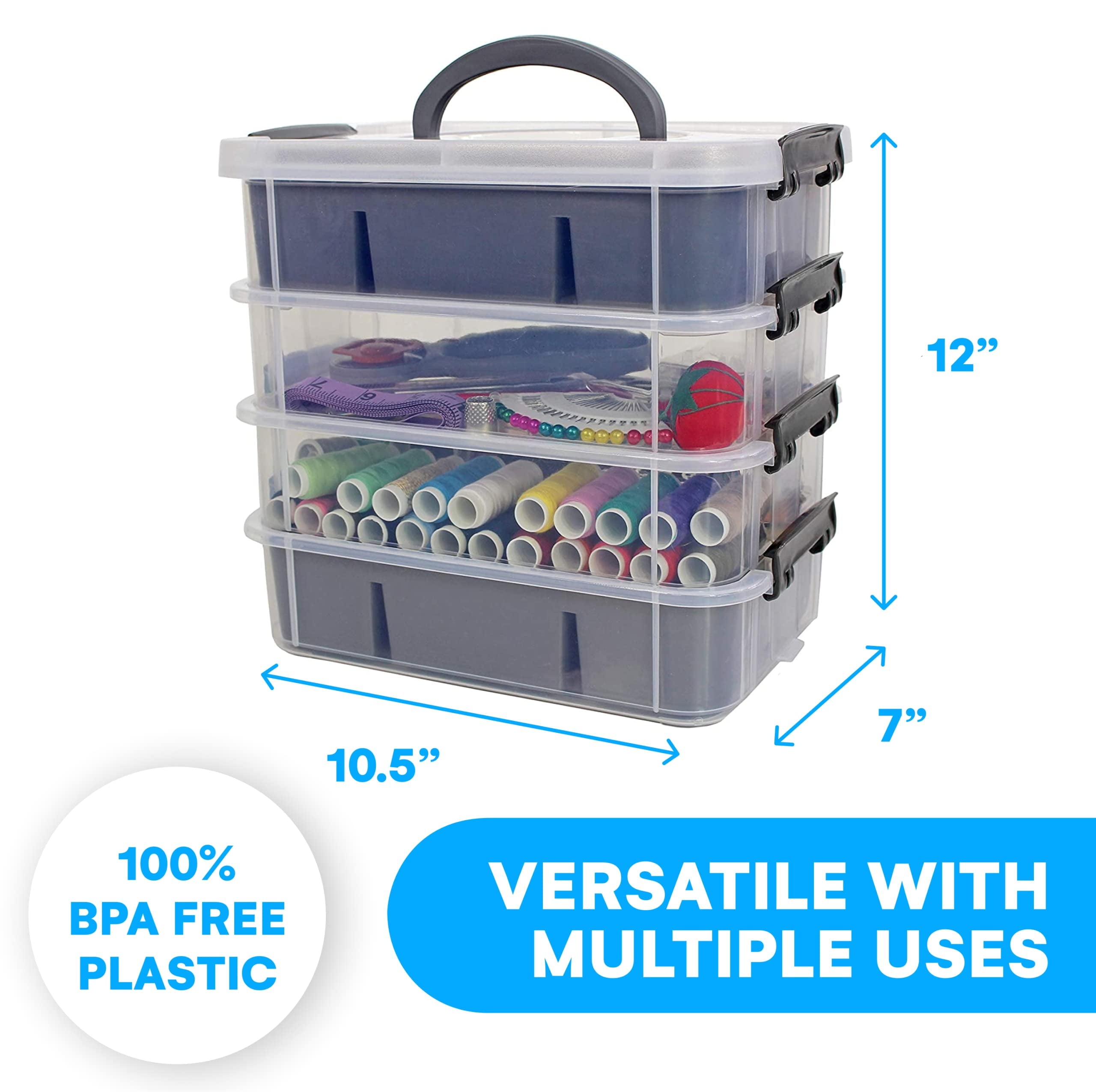 Portable Craft & Storage Organizer | Stackable Storage Box with Adjustable Compartments