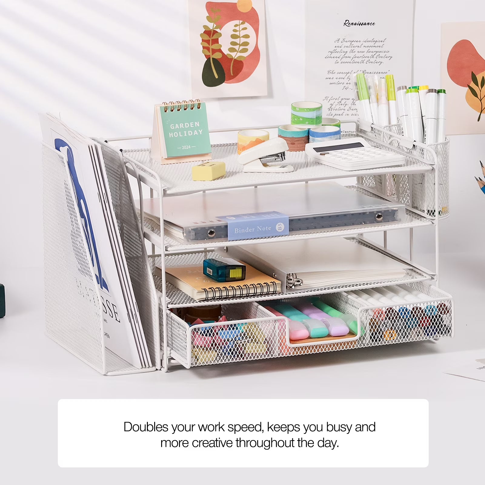Desktop Organizer Station | 4-Tier File & Supply Organizer