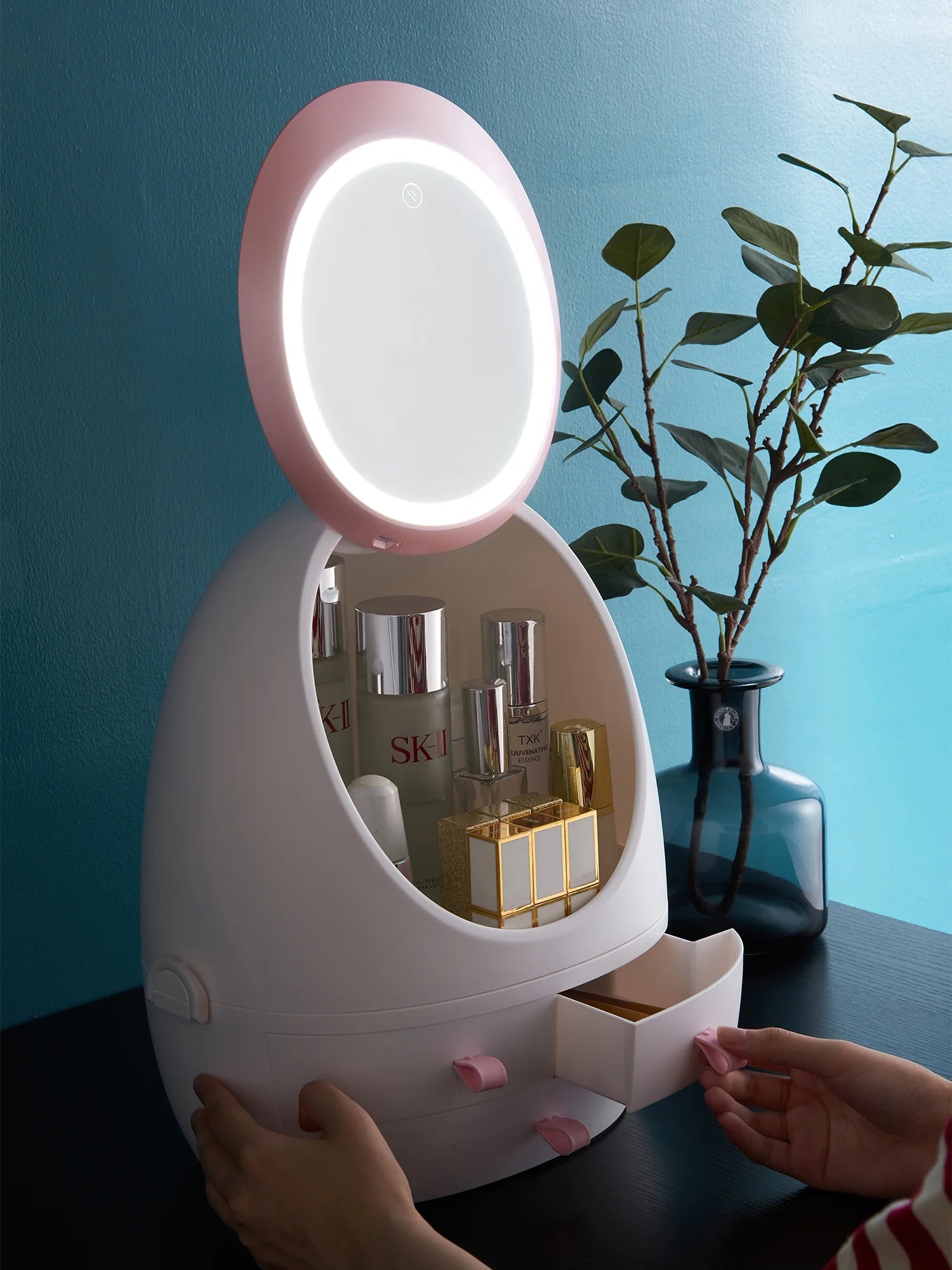 LED Vanity Organizer | Lighted Makeup & Bathroom Storage Station