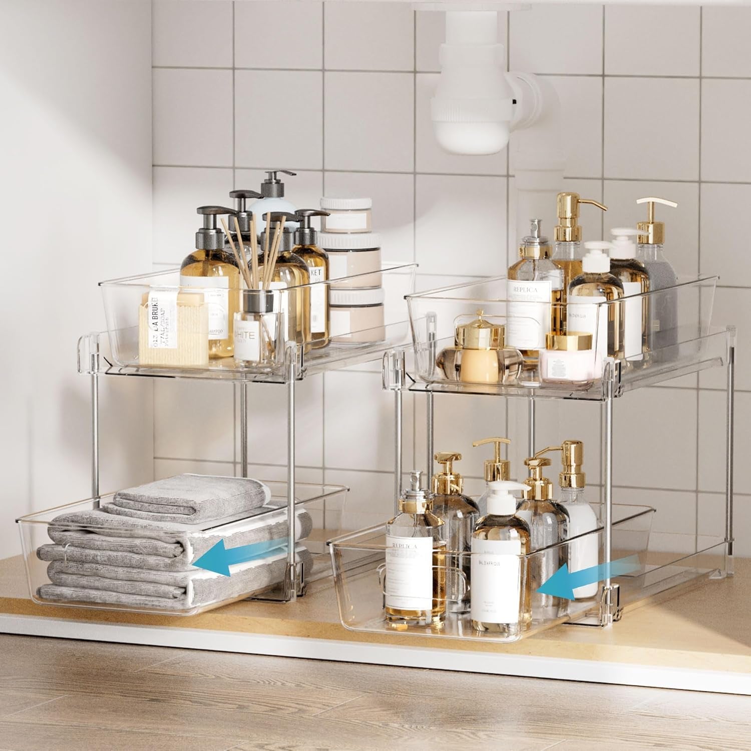 4-Pack Multi-Purpose Storage Organizers | Clear Pull-Out Drawers