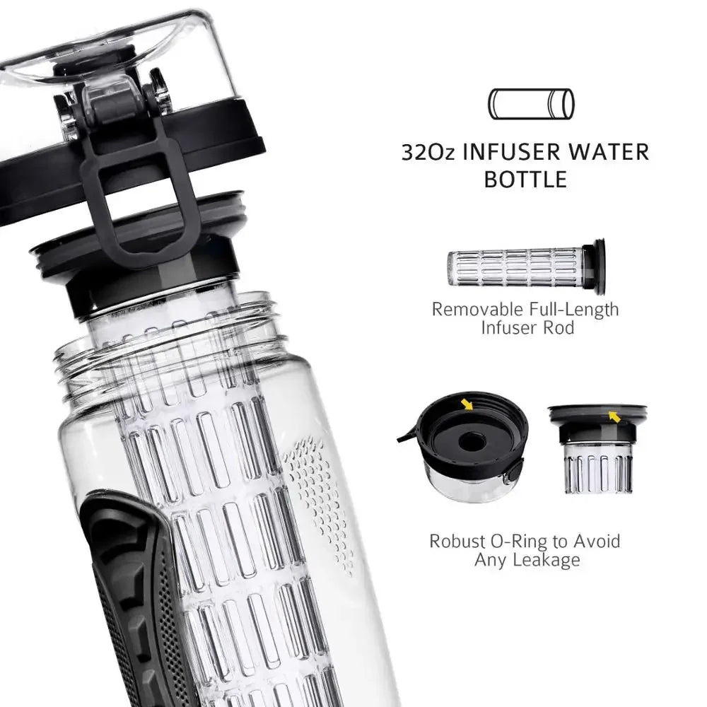 BPA-Free Fruit Infuser Water Bottle for Fitness and Sports, Ideal for Infused Lemon Water and Juice Shaking, Perfect for Women