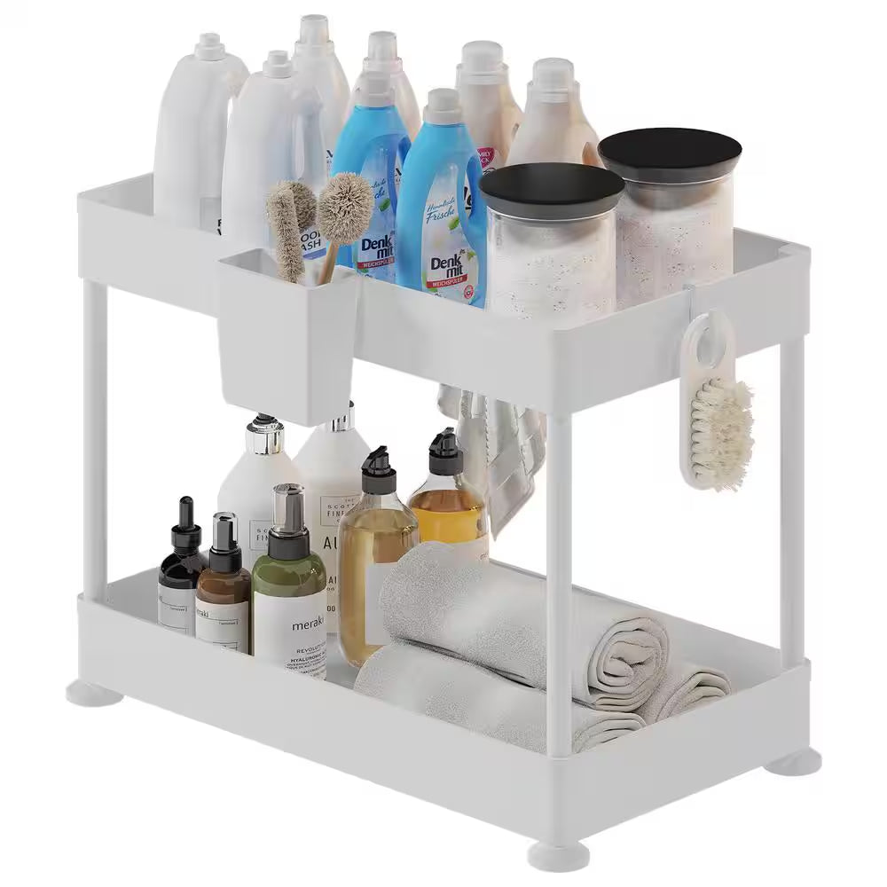 2-Tier Pull-Out Storage Organizer | Multi-Purpose Cabinet & Countertop Storage