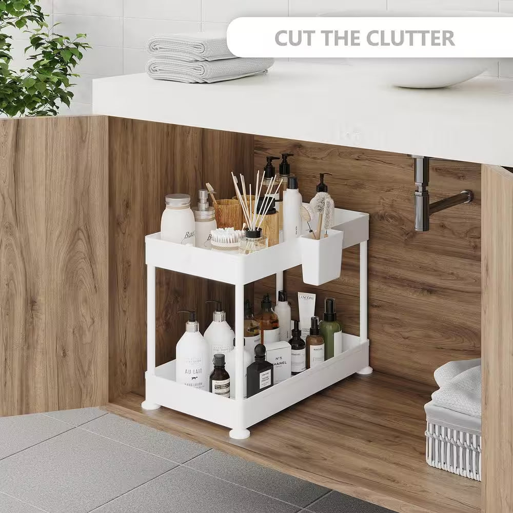 2-Tier Pull-Out Storage Organizer | Multi-Purpose Cabinet & Countertop Storage