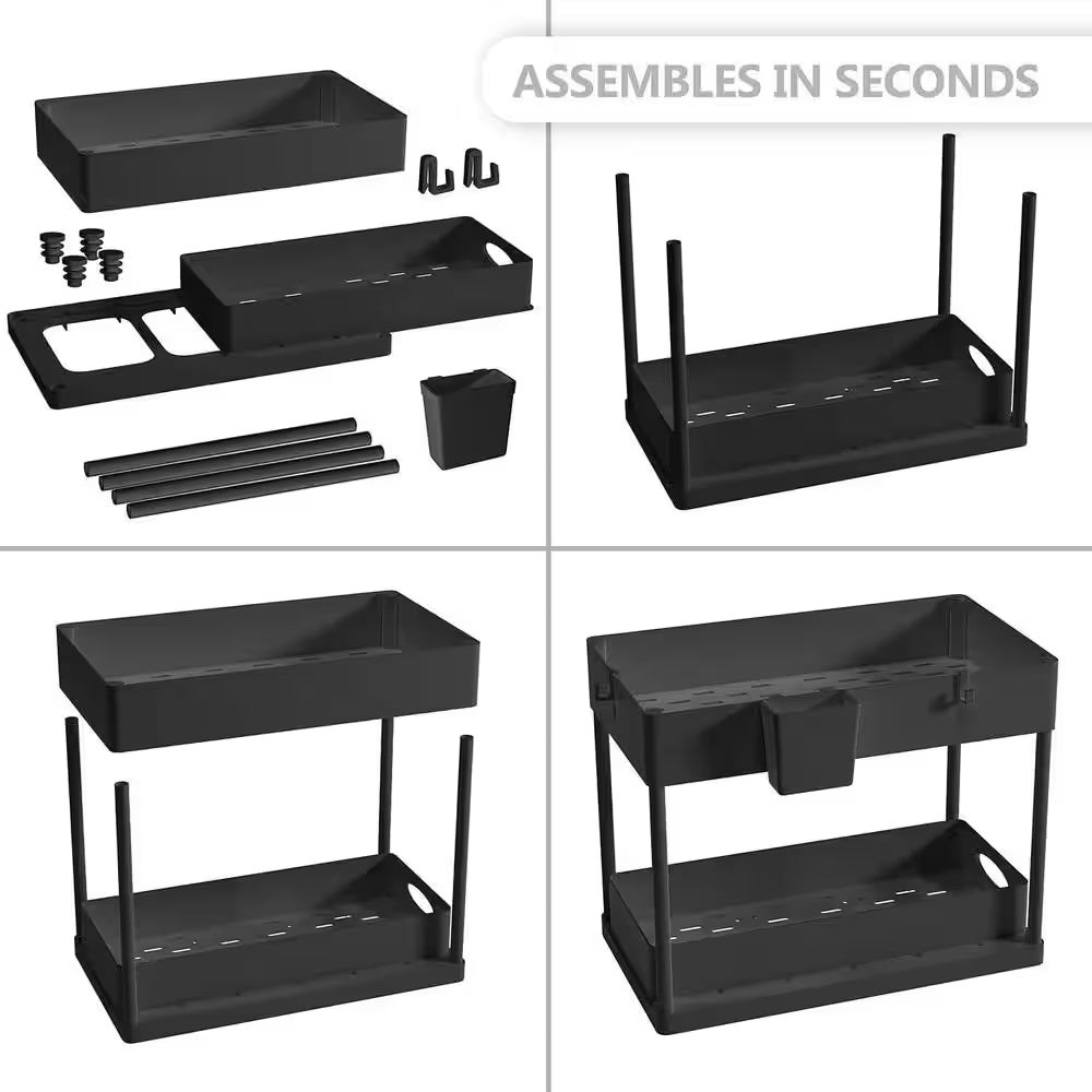 2-Tier Sliding Storage Organizer | Multi-Purpose Cabinet & Countertop Storage